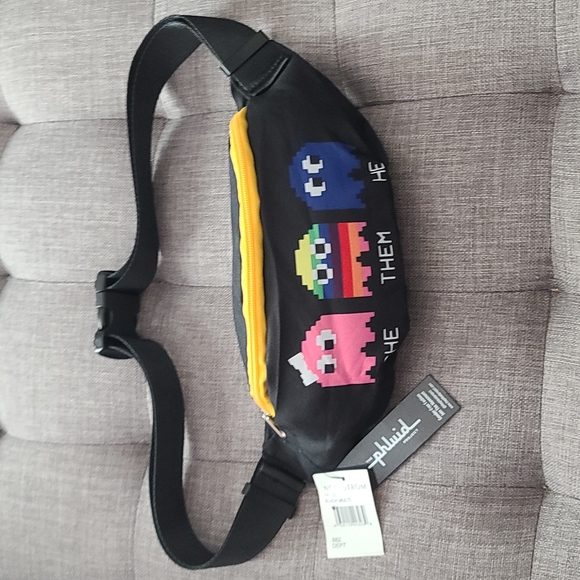 NWT Pac Man Video Game Black LGBTQ Adjustable Waist Bag - Picture 7 of 11